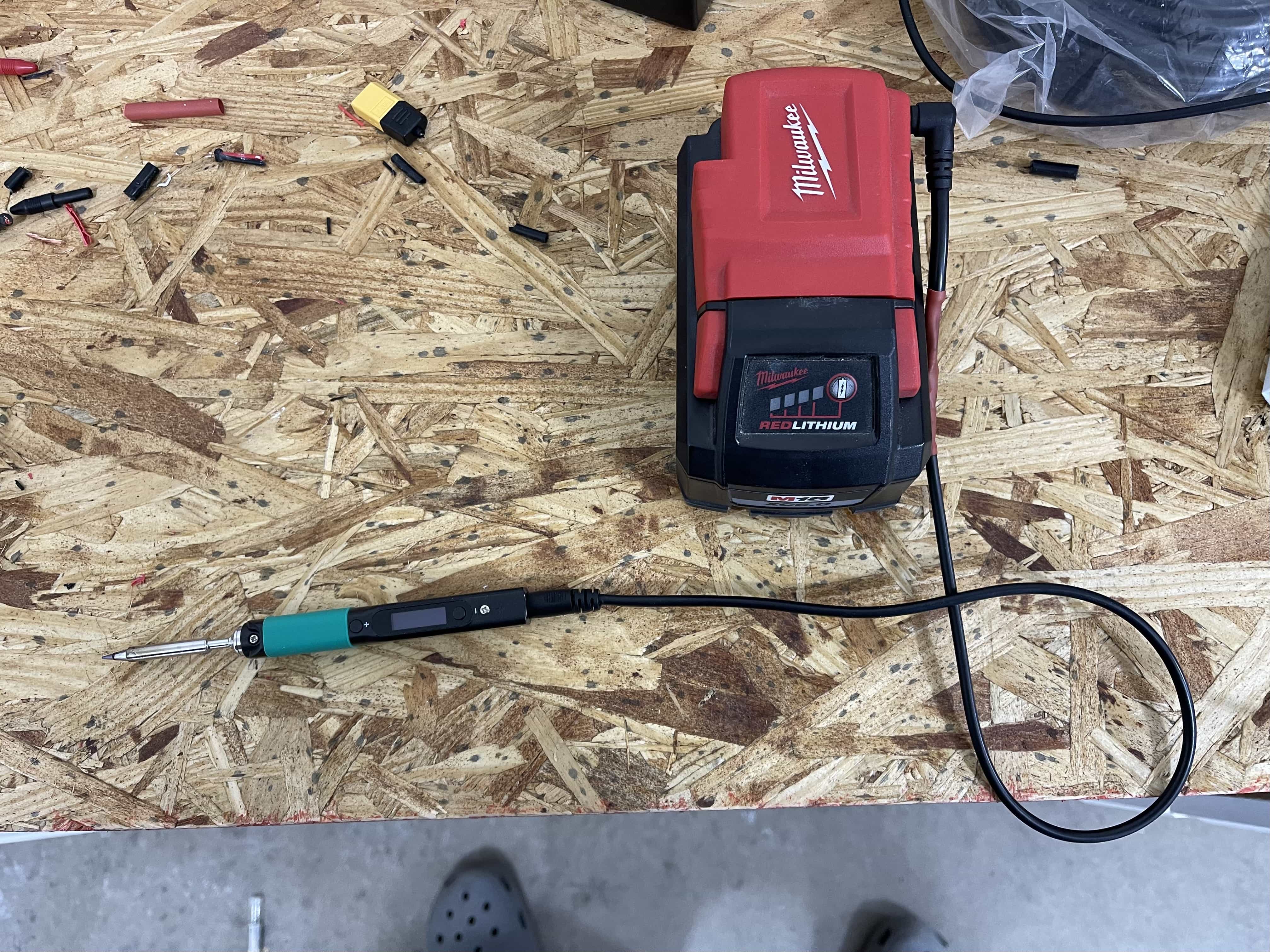 Pinecil powered by a Milwaukee M18 Battery